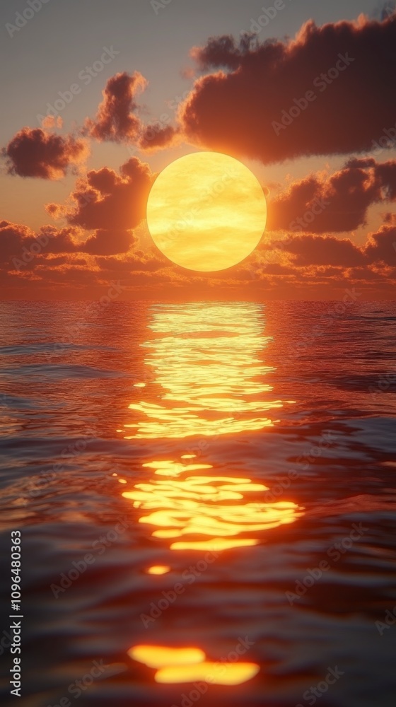 Stunning Sunset Over the Ocean: Golden Hues Reflect on the Water Stunning Sunset Over the Ocean: Golden Hues Reflect on the Water