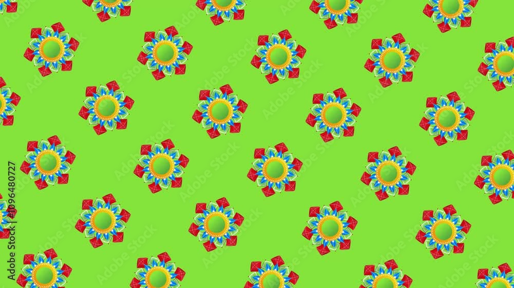 Green Loop Animated Background with Kites