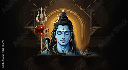 Lord Shiva seated with Tris...