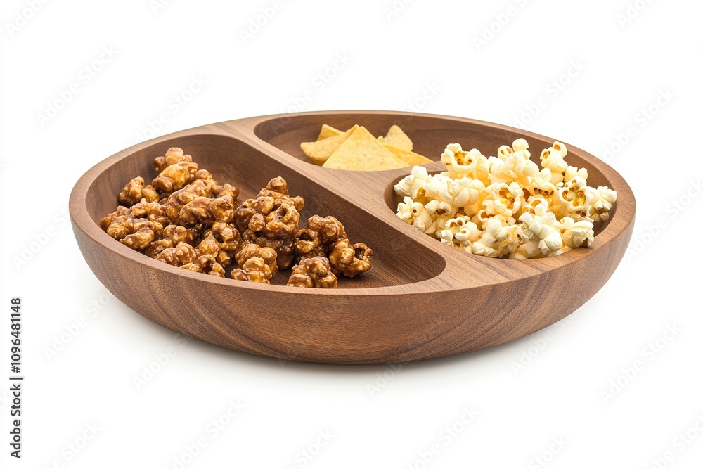 Wooden tray with different holes for not mixing food. Snack food month. Wooden tray with different holes for not mixing food. Snack food month.