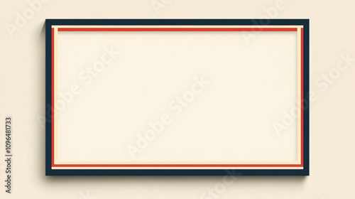 Simple, flat-color art of a blank white award frame with red and blue borders, minimalist navy blue and cream colors background