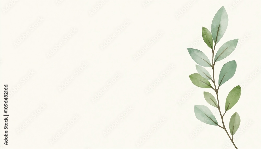 Eucalyptus branch, calming mood, watercolor style, soft green colors, botanical illustration, copy space Eucalyptus branch, calming mood, watercolor style, soft green colors, botanical illustration, copy space