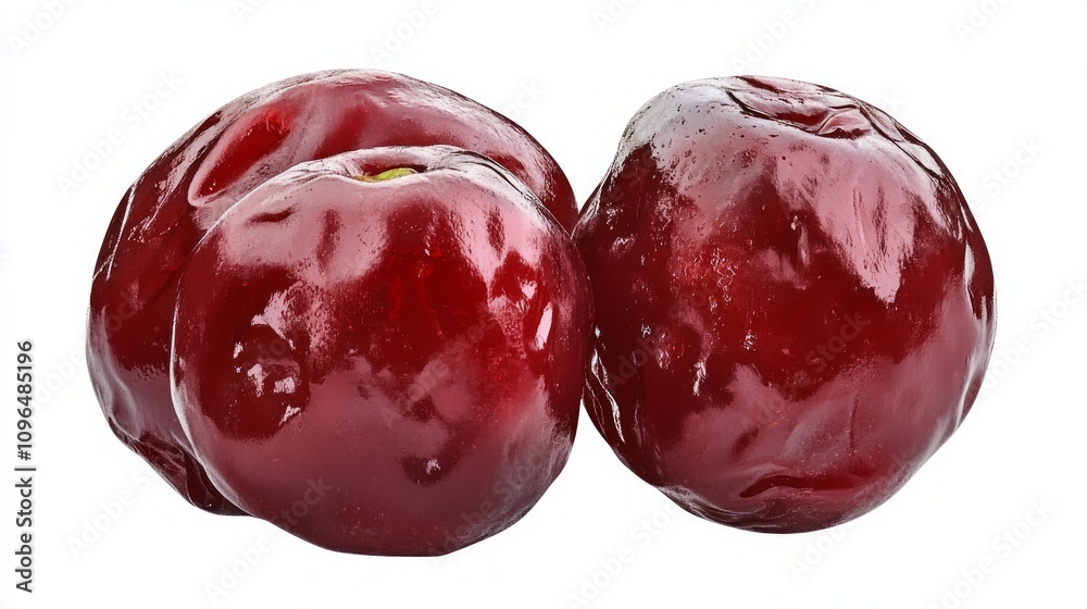 Fototapeta premium Close-up of Two Vibrant Red Cherries