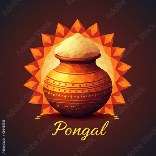 A Pongal pot with milk over...