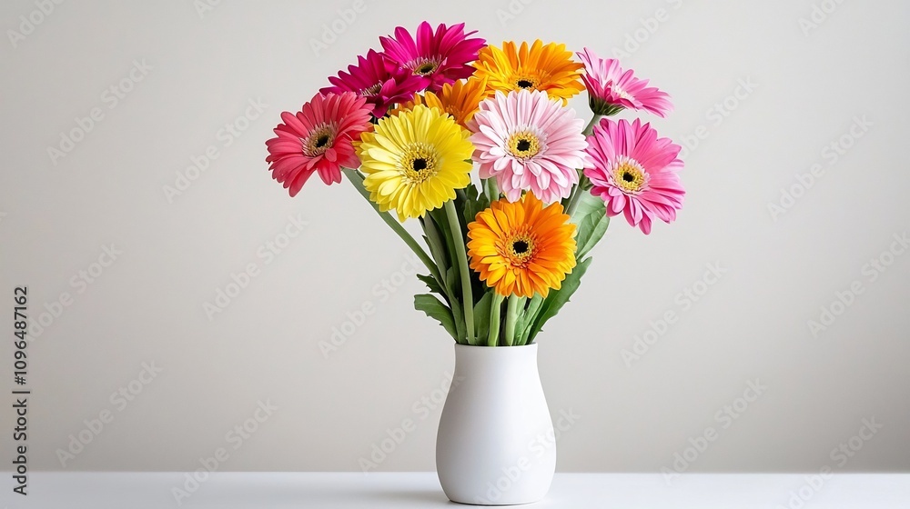 Vibrant Floral Bouquet in Minimalist Vase Adds Elegant Touch to Any Space
