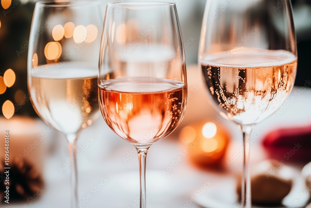 Fototapeta premium Close-Up of Wine Glasses at a Party with Blurred Background