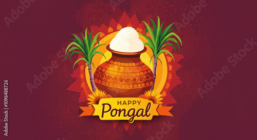 A festive Pongal artwork wi...