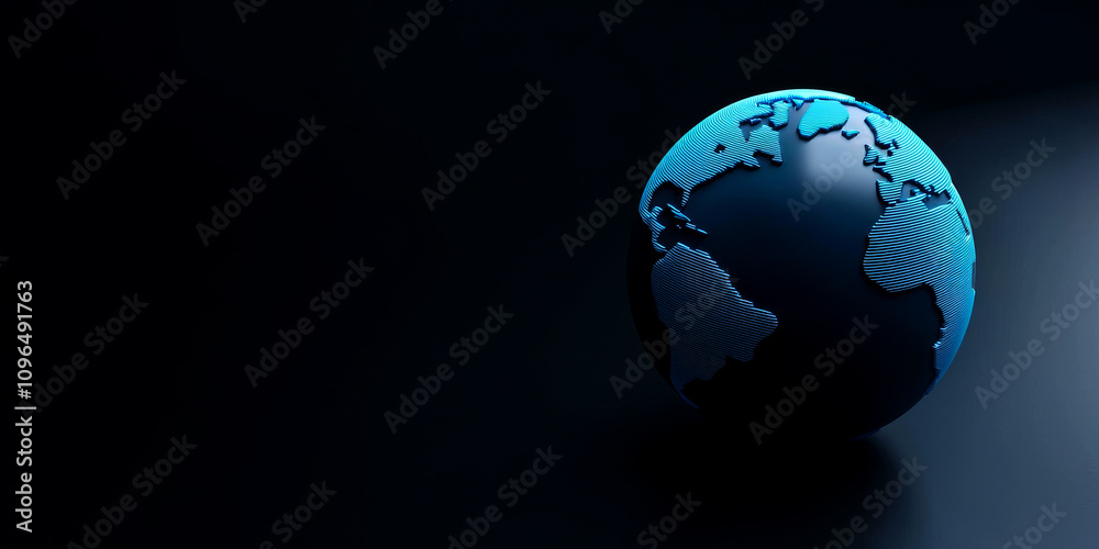 Fototapeta premium Anti tracking and protection concept. 3D globe with digital lines on a dark background.