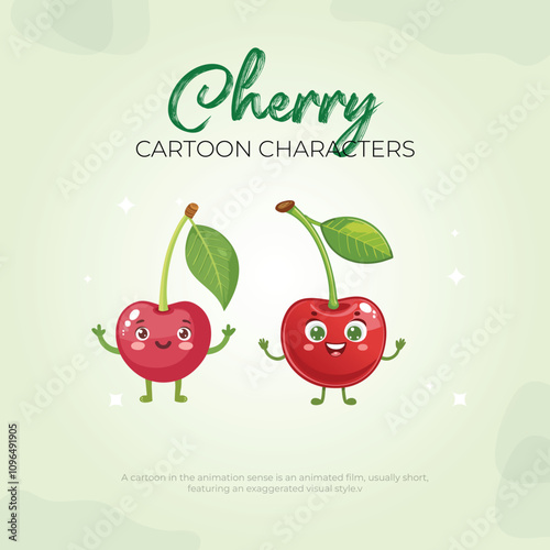 Cute Cherry Cartoon Characters Animated Fruit Film Design