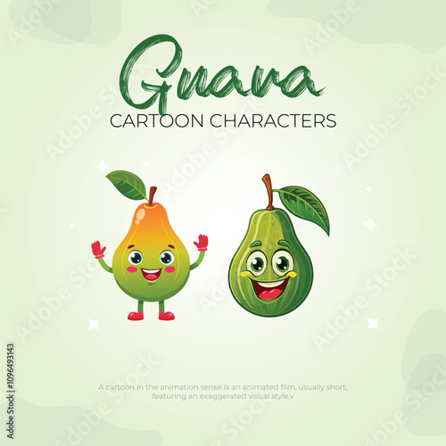 Cute Guava Cartoon Characters Happy Fruit Animation