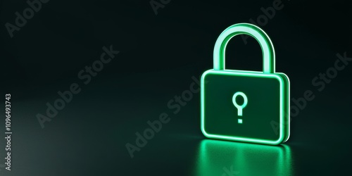 Anti tracking and protection concept. Glowing green padlock symbolizing security and privacy. photo