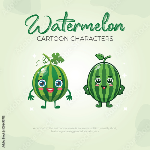 Cute Watermelon Cartoon Characters Summer Fruit Animation