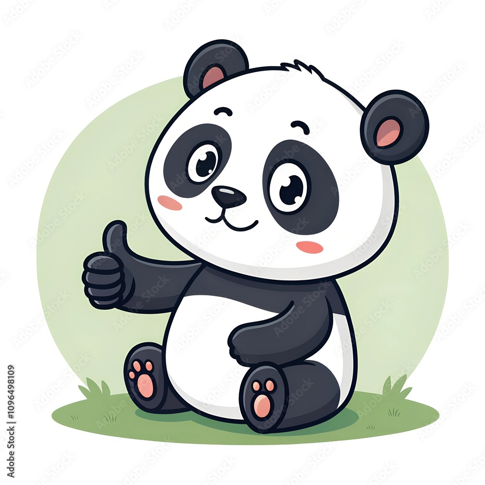 Fototapeta premium cute-panda-thumbs up simple cartoon vector
