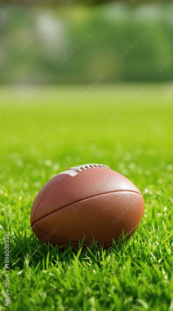 A football on grass with a blurred background, grass, stadium, movement A football on grass with a blurred background, grass, stadium, movement