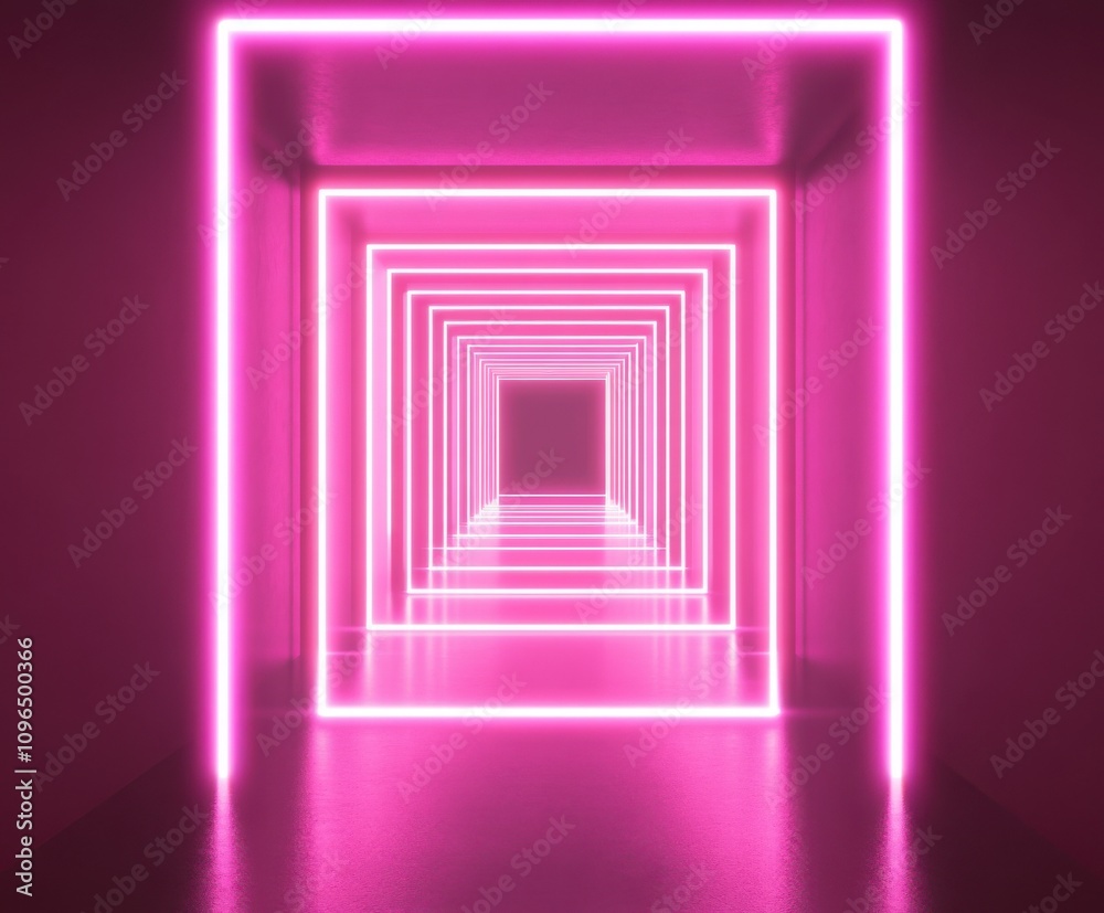 Pink Neon Light Tunnel - Futuristic Architecture Pink Neon Light Tunnel - Futuristic Architecture