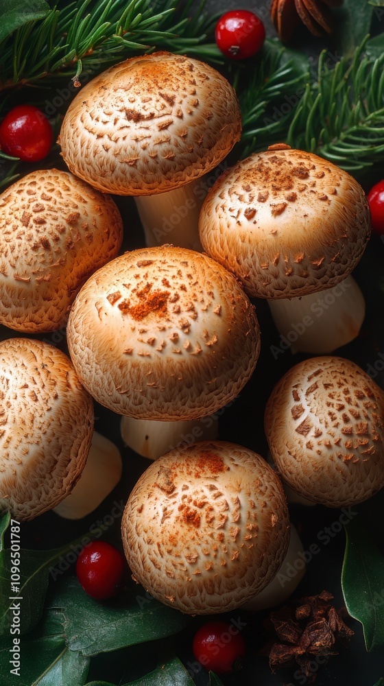 Close-up of Exquisite Mushrooms, a Culinary Delight, Seasonal Harvest Close-up of Exquisite Mushrooms, a Culinary Delight, Seasonal Harvest
