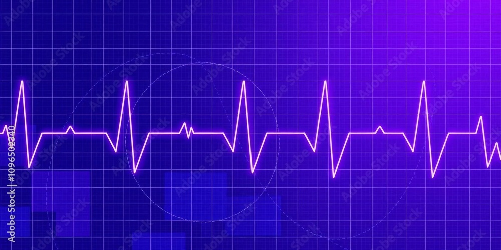 Abstract ekg heartbeat design in vibrant purple and blue hues for health and wellness themes, purple, technology, vibrant Abstract ekg heartbeat design in vibrant purple and blue hues for health and wellness themes, purple, technology, vibrant