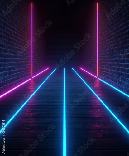 Neon Brick Alleyway