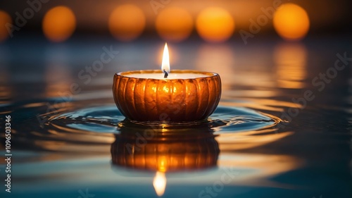 pumpkin spice tealight candle isolated in gradient background