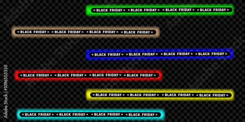 multicolored ribbons on transparent background for sale on "Black Friday". colored ribbon with black friday sales inscriptions. Discount ribbons with background for advertising, online store or websit