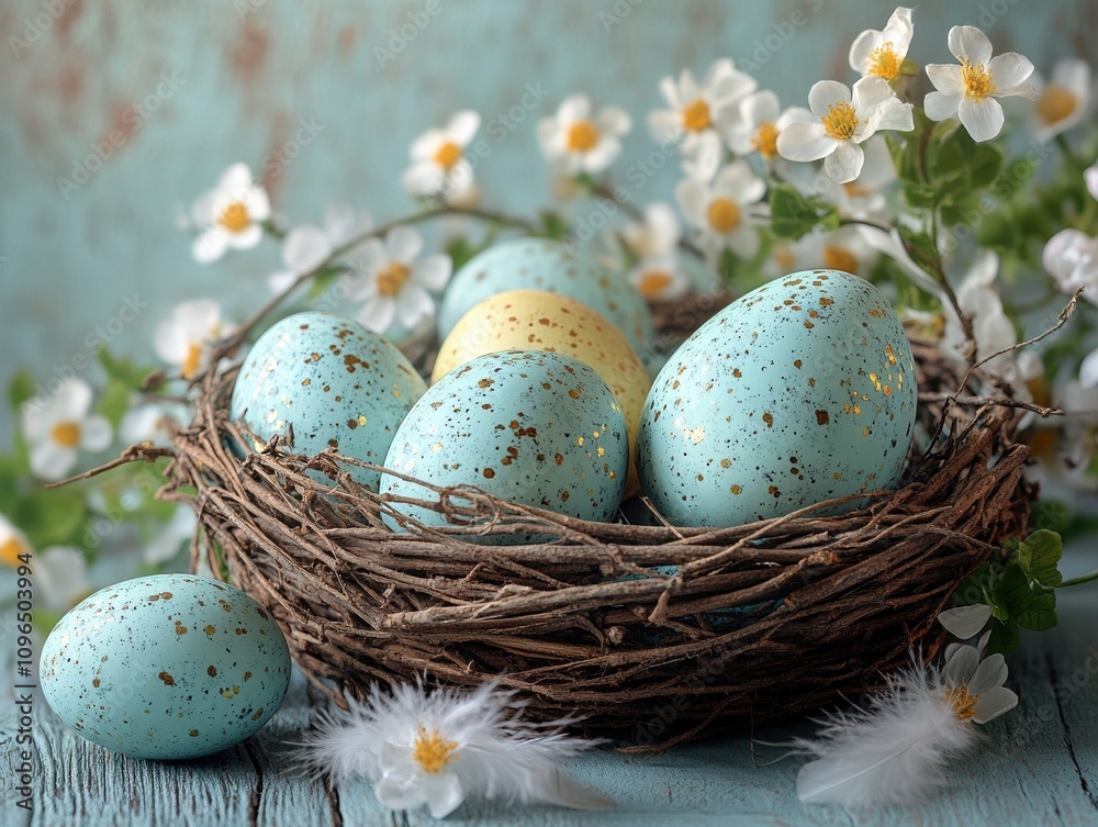 Obraz premium Colorful Easter Eggs in a Nest