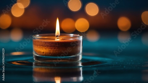 cinnamon tealight candle isolated in gradient background