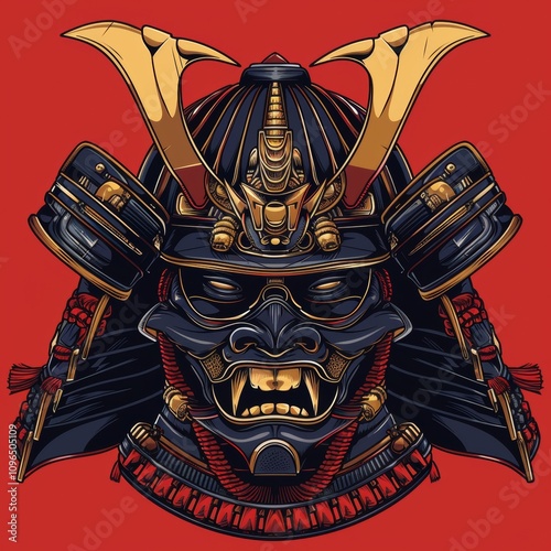 Samurai mask robot with premium quality stock vector photo