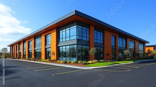 Wallpaper Mural Modern Orange Office Building with Ample Parking Torontodigital.ca