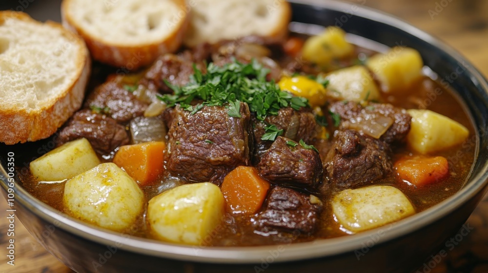 Hearty beef stew with vegetables. Hearty beef stew with vegetables.