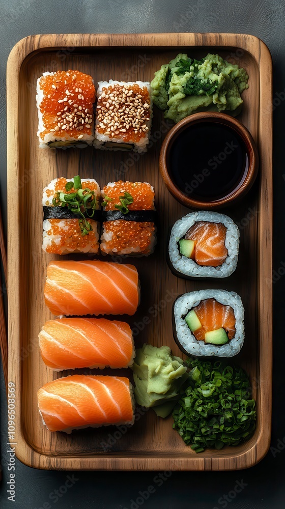 A Stunning Array of Fresh Sushi Rolls, a Culinary Masterpiece A Stunning Array of Fresh Sushi Rolls, a Culinary Masterpiece