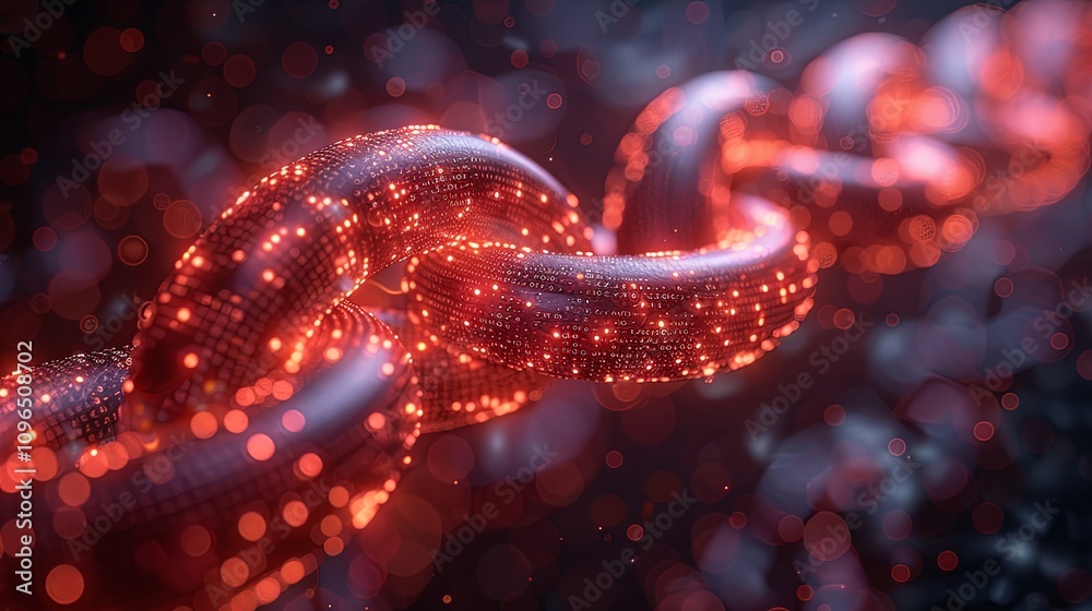 Conceptual image of blocks connected by chains of data, representing blockchain Conceptual image of blocks connected by chains of data, representing blockchain