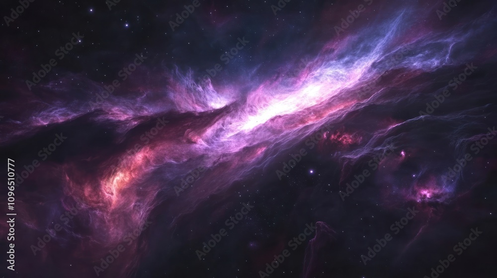 Obraz premium Cosmic Nebula: A Symphony of Purple and Pink