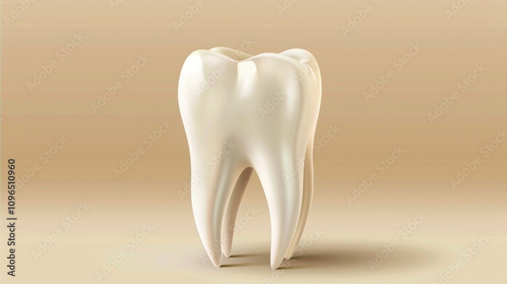 3D model of a human tooth on a beige background. Isolated dental anatomy illustration. Oral health and hygiene concept. Design for educational materials, banners, and medical presentations. Generative 3D model of a human tooth on a beige background. Isolated dental anatomy illustration. Oral health and hygiene concept. Design for educational materials, banners, and medical presentations. Generative