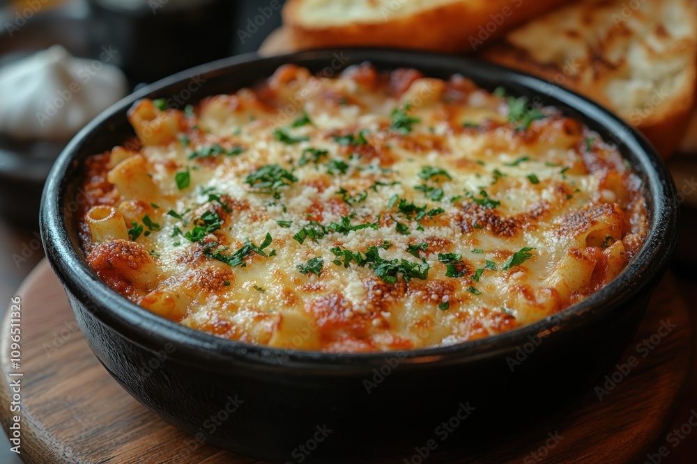 Baked Ziti with Melted Mozzarella and Parmesan Cheese