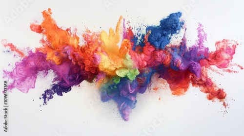 The color image explodes creating bright, colorful smoke that makes the photo realistic. AI Generative