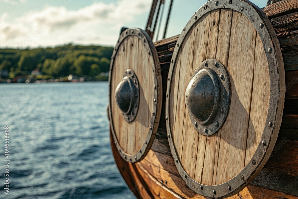 Wooden Viking snekkja longship, detailed view, Finland. Wooden Viking snekkja longship, detailed view, Finland.