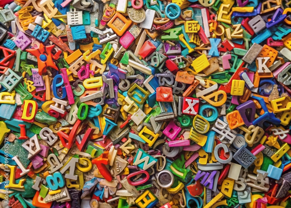 Aerial Photography of a Random Collection of Scrap Letters in Ransom Note Style Featuring Unique Fonts and Typography Elements for Creative Design Use Aerial Photography of a Random Collection of Scrap Letters in Ransom Note Style Featuring Unique Fonts and Typography Elements for Creative Design Use