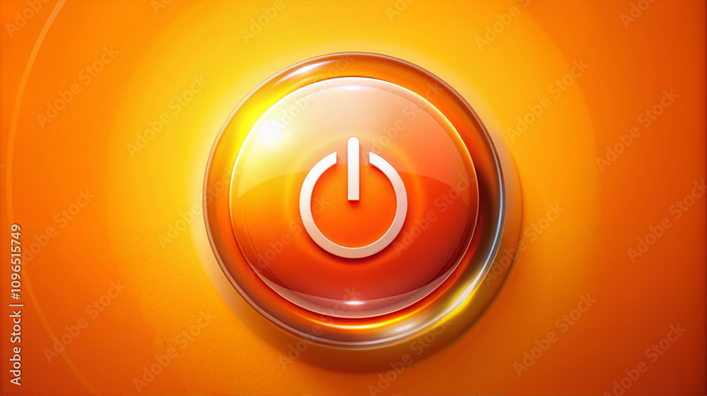 Bright orange glowing power button Bright orange glowing power button