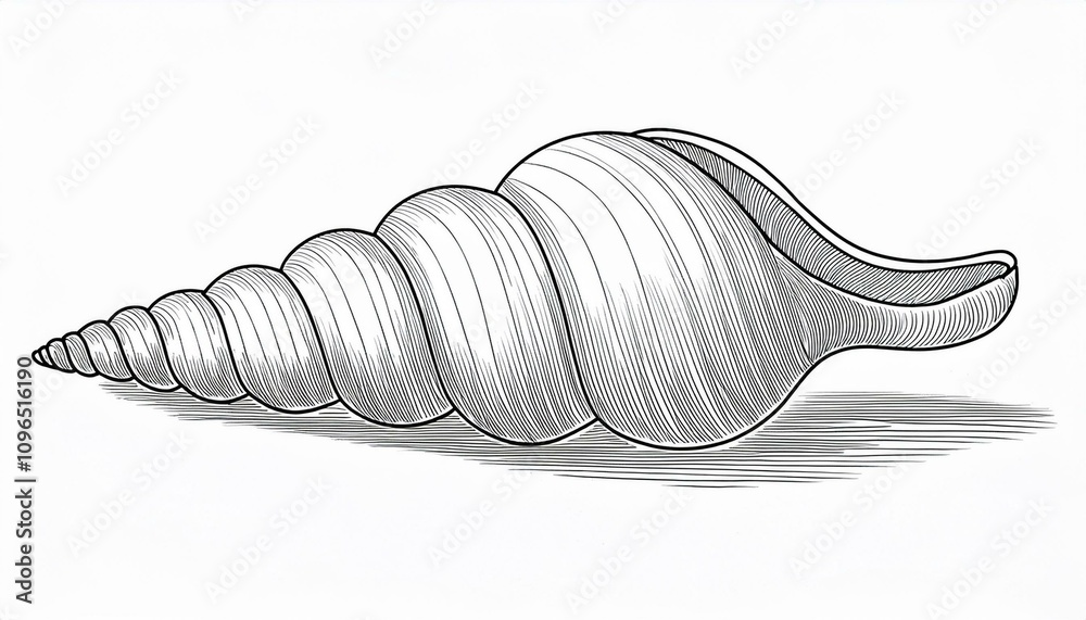 연필로 그린 나선형 조개껍데기 스케치 연필로 그린 나선형 조개껍데기 스케치