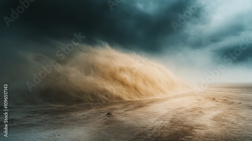 A Sandstorm Rolls Across a Desolate Landscape