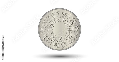 1 Qirsh of Saudi Arabia. Obverse of Saudi Arabia one Qirsh coin. Animated vector coin. Money animation. photo