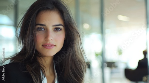 Wallpaper Mural A young businesswoman confidently leading a meeting in a bright, modern office, symbolizing ambition, management, and teamwork Torontodigital.ca