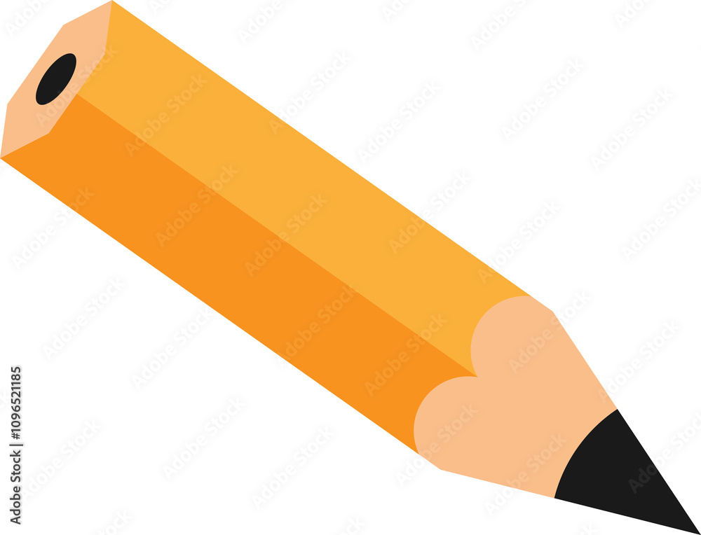Yellow pencil with black tip and pink eraser, outlined in black.
Yellow pencil with black tip and pink eraser, outlined in black.