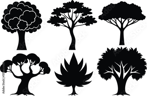 Tree silhouette set vector design