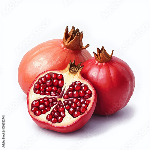 Pomegranates Illustration Isolated on White Background