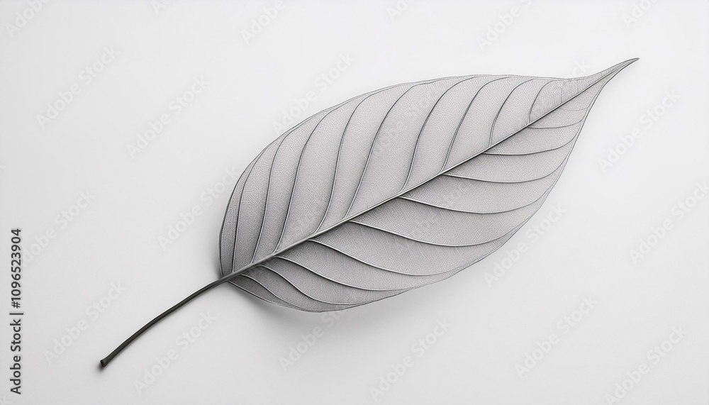 연필로 그린 단순한 나뭇잎 스케치