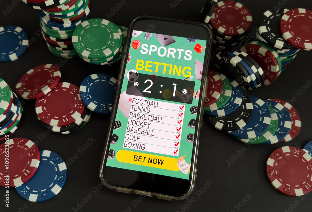 Obraz premium Gambling online casino Internet betting concept green screen. smartphone with poker chips, dice. Jackpot, casino chips.