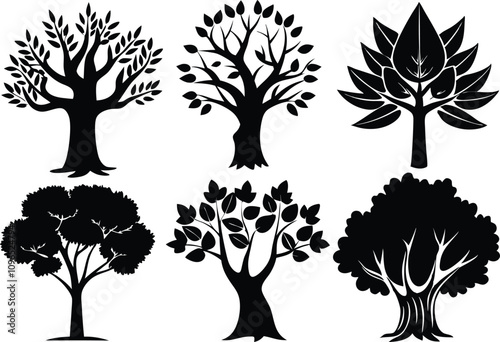 Tree silhouette set vector design