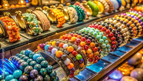 Wallpaper Mural Aerial View of Exquisite Artisanal Gemstone Bracelets Elegantly Displayed in a Luxury Jewelry Boutique Setting Torontodigital.ca