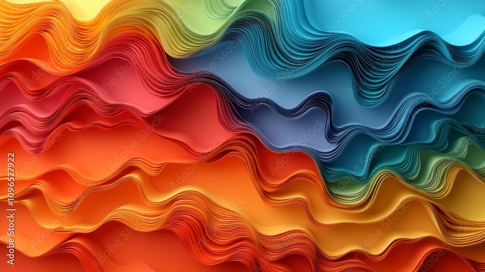 Stunning Abstract Paper Art with Layered Waves and Vibrant Colors Stunning Abstract Paper Art with Layered Waves and Vibrant Colors